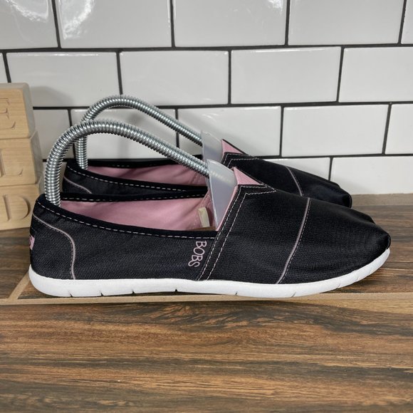 BOBS from Skechers Women's Size 7.5 Shoes Black Slip On Comfort Alpargata Flat - Picture 3 of 13
